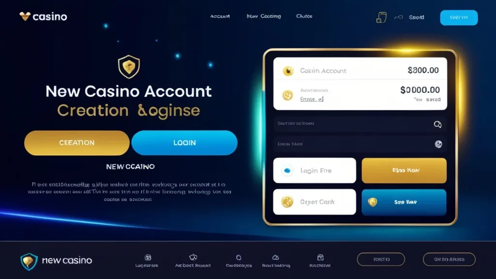 New casino account creation screen with secure login access nearby