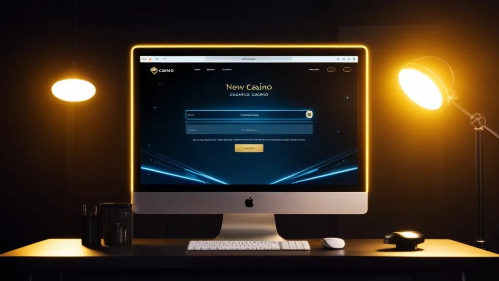 Secure casino login page on a monitor with a focus on safe browsing