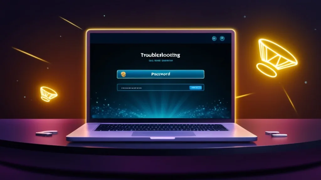 Troubleshooting screen for a failed casino login attempt