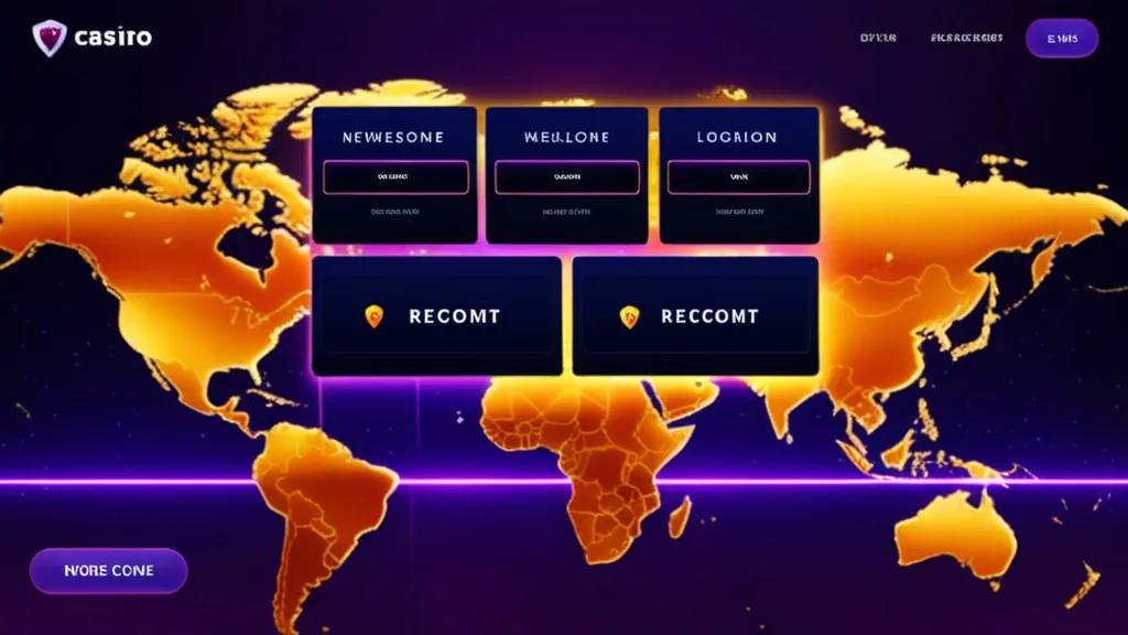 Casino login page showing different regional access options