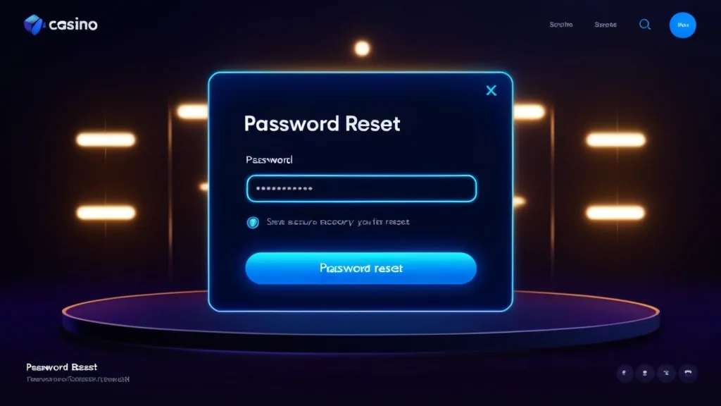 Casino password reset screen with secure account recovery symbols
