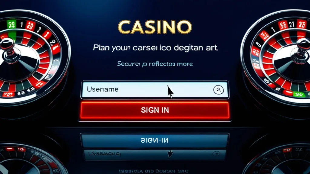 Close-up of a casino login form with username and password fields