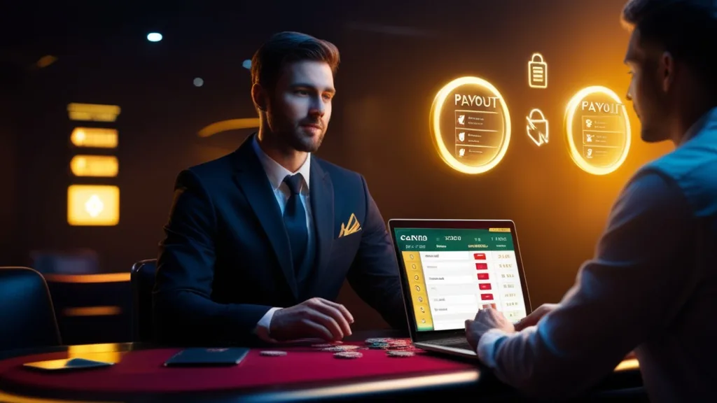 Player reviewing withdrawal limits and payout steps in a casino cashier.